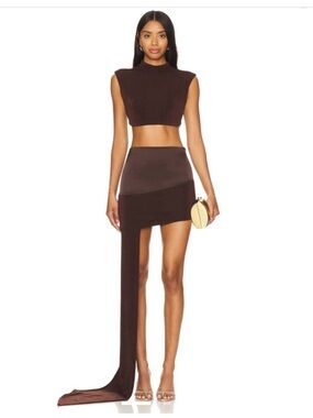 REVOLVE Khanum’s Backless Asymmetric Two Piece Set in Mocha